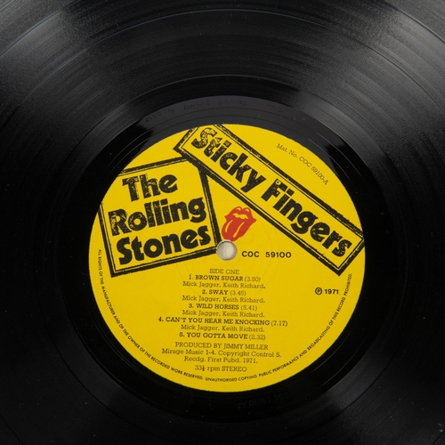 19 - 10x Rolling Stones LP record albums, etc. Sticky Fingers (with small real zip). Beggars Banquet. The... 