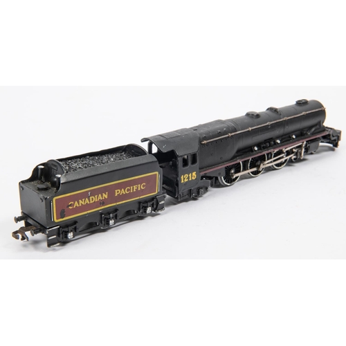 213 - A Hornby Dublo Canadian Pacific 4-6-2 tender locomotive for 3-rail running. 1215, in unlined black l... 