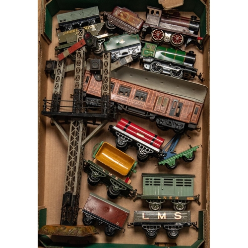 219 - 14x O gauge and Gauge One etc items by Bing, Hornby, etc. Including 2x Hornby locomotives; a Midland... 