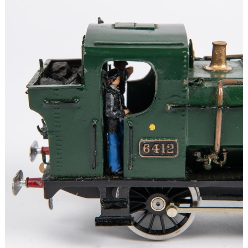 228 - An O gauge GWR Pannier Tank for 2-rail running. Kit-built Class 64xx 0-6-0PT, 6412, in Brunswick Gre... 