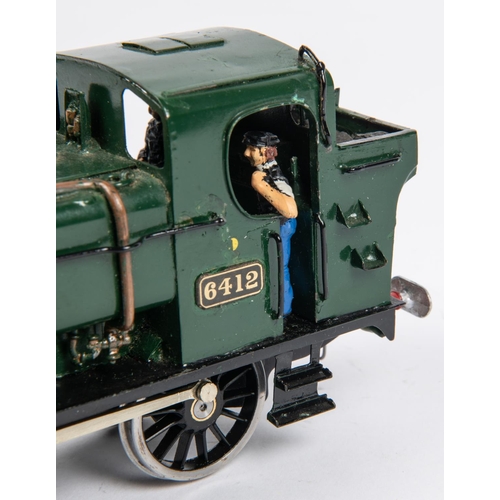 228 - An O gauge GWR Pannier Tank for 2-rail running. Kit-built Class 64xx 0-6-0PT, 6412, in Brunswick Gre... 