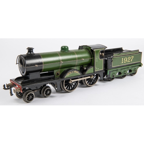 237 - A Bassett Lowke O gauge clockwork Duke of York 4-4-0 tender locomotive. LMS 1927, in lined green liv... 