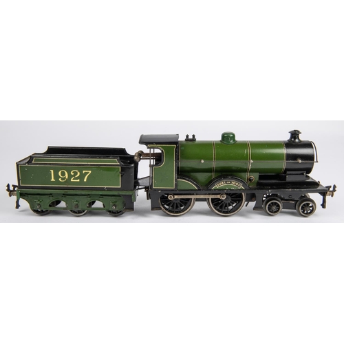 237 - A Bassett Lowke O gauge clockwork Duke of York 4-4-0 tender locomotive. LMS 1927, in lined green liv... 