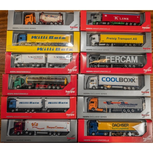 265 - 12 Herpa 1:87 Scale Trucks. 6x MAN TG- ECS, 2x Steinkuhler including a tanker. Coolboxx, Gartner KG ... 