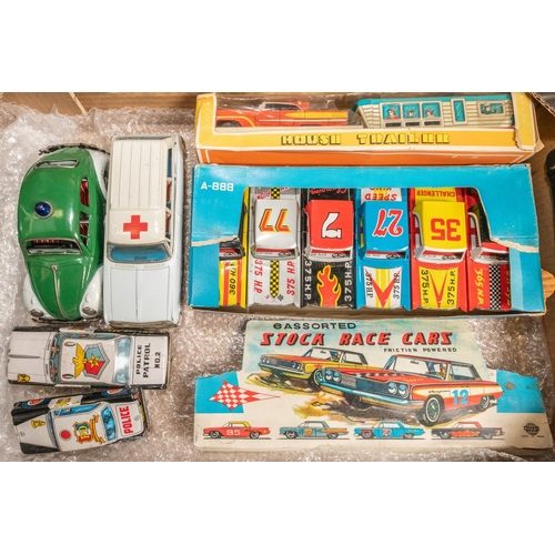 272 - A 1960's American style assorted Stock Race Cars set by KYOEI. All friction powered, multi coloured ... 