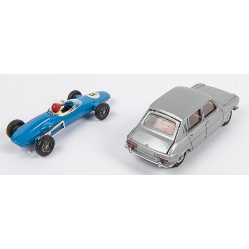 287 - 2x French diecast cars. A French Dinky Simca 1100 (1407) in silver with beige interior. Together wit... 