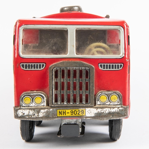 313 - A 1960's Japanese tinplate 8 wheeled Mobilgas tanker by Horikawa. No.159, in  red and white livery, ... 