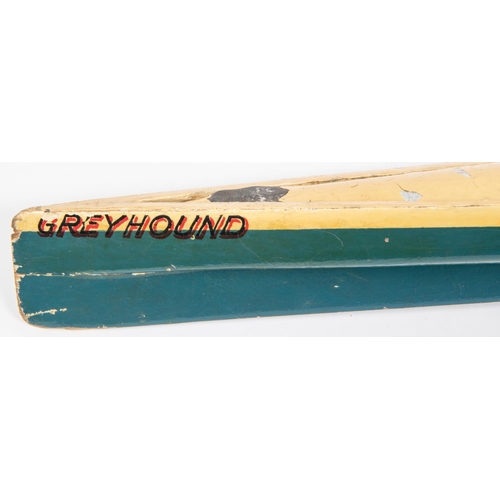 322 - A Bowman Models Greyhound Speedboat. A 1930s elastic band driven wood and tinplate racing boat with ... 