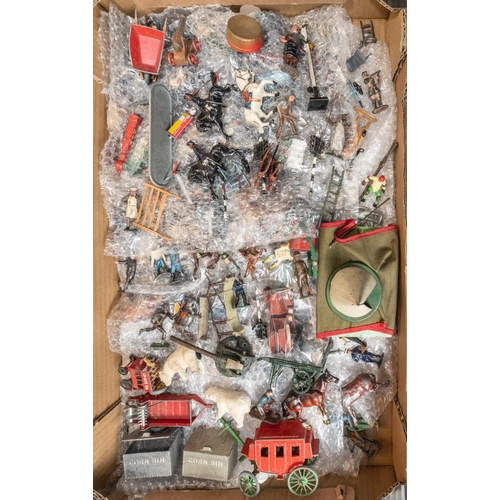 326 - A quantity of Britains etc lead figures and other lead and die-cast items. Including labourers, moth... 