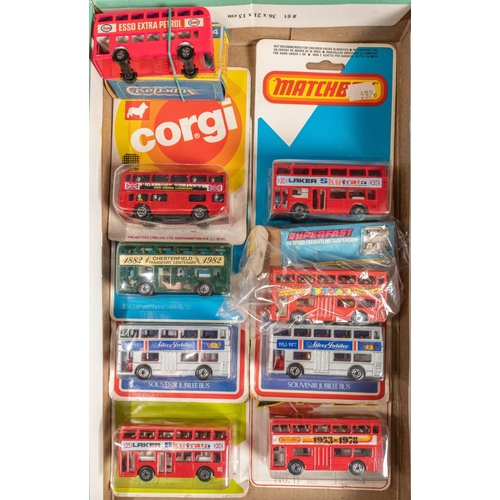 399 - 8 Matchbox Superfast/75 series etc Londoners/Leyland Titan buses. Adverts include, Swinging London/C... 