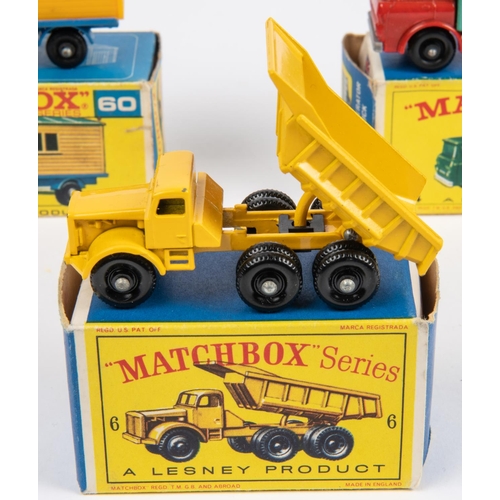 428 - 5 Matchbox Series. No.4 Dodge Stake Truck. No.6 Euclid Quarry Truck. No.11 Mercedes Scaffolding Truc... 