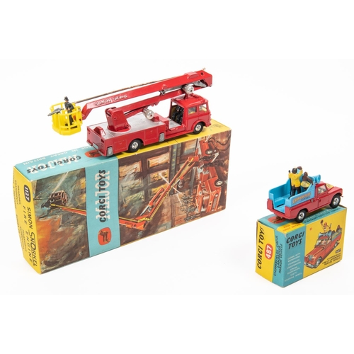 453 - 2 Corgi Toys. A Major Toys Bedford Simon Snorkel Fire Engine (1127). In bright red and silver, with ... 