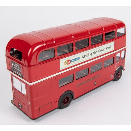 454 - Mettoy Corgi tinplate clockwork London Transport Routemaster bus (MT00101). Destination 8B Old Ford,... 