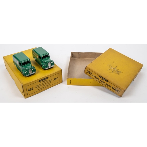 477 - 2x Dinky Toys trade boxes. (452/31C) for Six Trojan vans (Chivers). Containing 2x correct vans and i... 