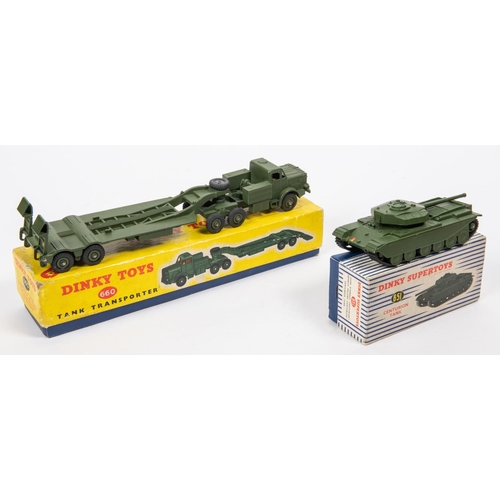 479 - 2 Dinky Military Supertoys. A Centurion Tank (651). Plus a Mighty Antar Tank Transporter (660). Both... 