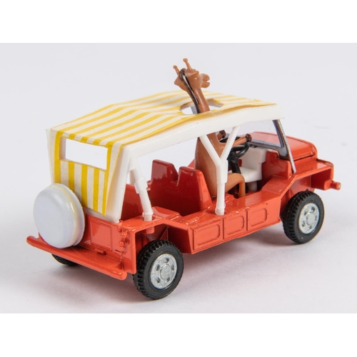 488 - A Dinky Toys 'Tiny's Mini Moke (350). In orange with white/yellow plastic roof, complete with Tiny f... 