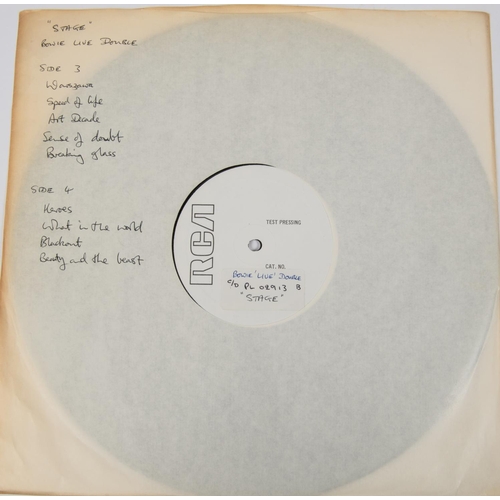 49 - 3x David Bowie LP record albums. An RCA white label test pressing of the live double album; Stage. P... 