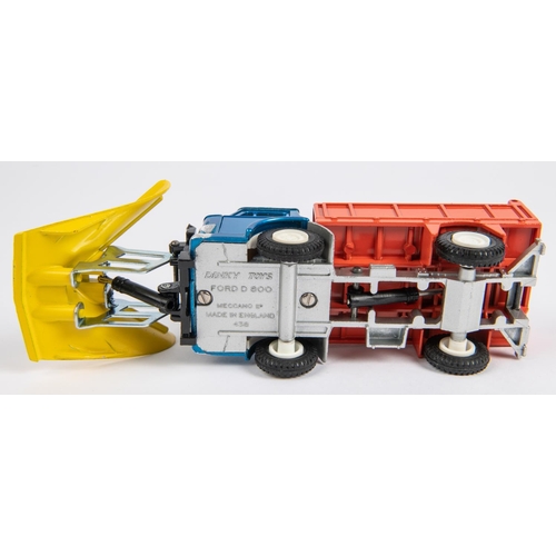 490 - Dinky Toys Ford D.800 Snow Plough and Tipper Truck (439). An example with a metallic blue cab, yello... 