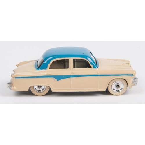 493 - Dinky Toys Austin A105 Westminster (176). A scarce example in cream with mid blue flash and roof, pl... 