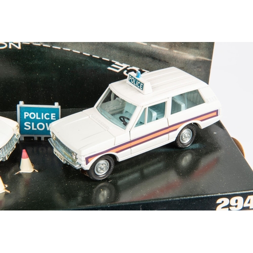 495 - A Dinky Toys Police Vehicles Gift Set (294). Police Mini Cooper (250), Police Patrol Range Rover (25... 