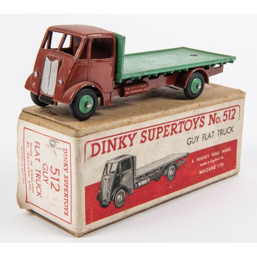 498 - Dinky Supertoys Guy Flat Truck (512). An early example made for 1 year only in 1948. Dark brown cab ... 