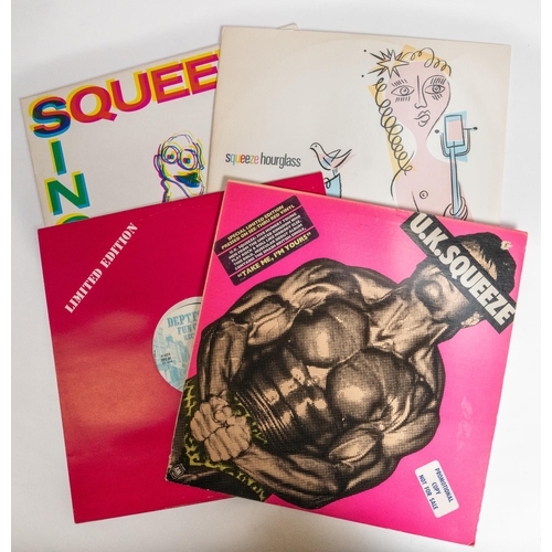 7 - 50x LP record albums. Including; 10x Squeeze; UK Squeeze (limited ed. red vinyl), Cat on a Wall (12