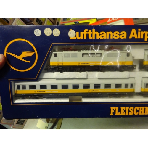 141 - 2 Fleischmann HO sets. Set 6350 Lufthansa Airport Express. Comprising a Class 111 Bo-Bo electric loc... 