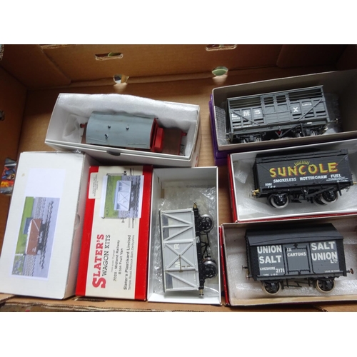 222 - 6x O gauge freight wagons by Slaters and Parkside, etc. Including; an SR 25-ton goods brake van. LMS... 