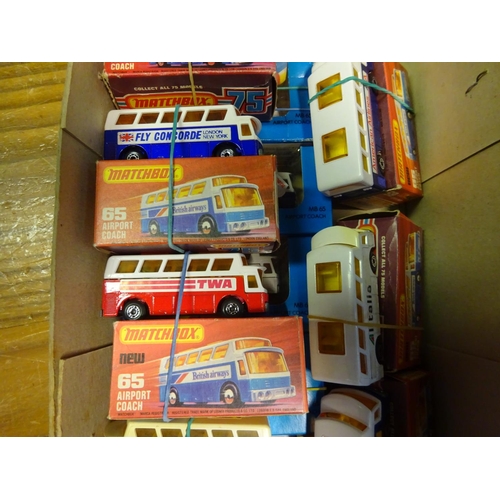 411 - 12 Matchbox Superfast Airport Coaches. Including- British, Australian, 2x Alitalia, 2x Lufthansa, QA... 