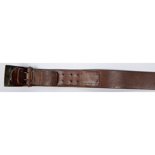 106 - A Third Reich German infantry ORs leather waist belt with steel buckle. GC £70-80