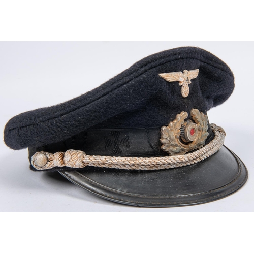 122 - A Third Reich Veterans' Organisation S.D. cap, alloy eagle, wreath and braid chin strap, lining has ... 