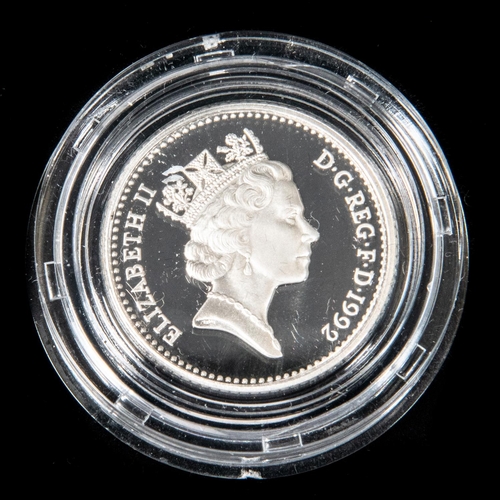 33 - Elizabeth II silver proof issue £1 1988; Silver proof crown, 1981 commemorating the wedding of the P... 