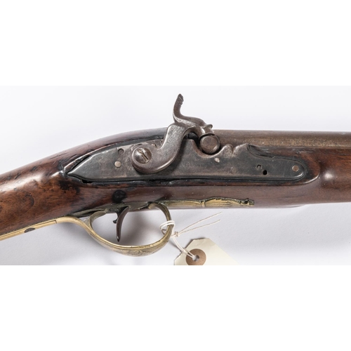 388 - A late 18th century flintlock gun with breech drum conversion to percussion, signed 