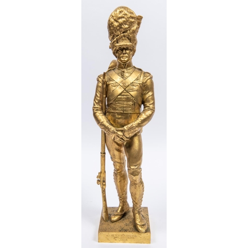 45 - A pair of well executed brass figures of Grenadier Guardsmen, 1815 and 1889, height 17½, signed G E ... 