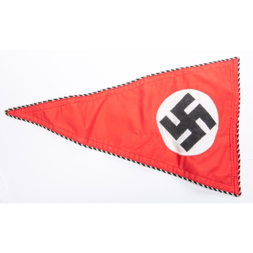 78 - A Third Reich vehicle pennant, red fabric with black and white applique motif and braid edging. GC £... 