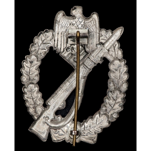 88 - A Third Reich Infantry Assault badge, silver washed die struck construction. GC £65-70