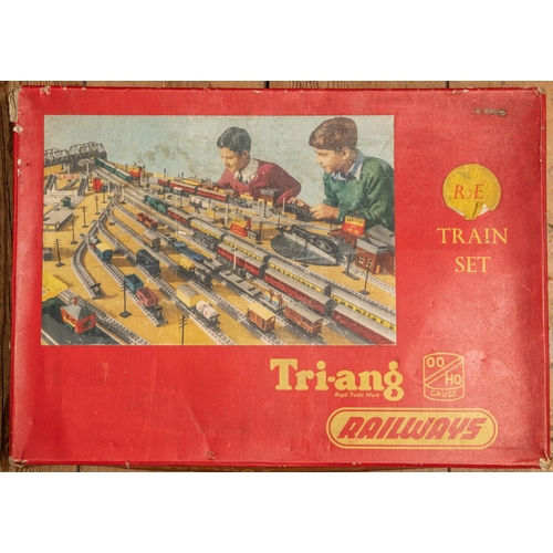 215 - 2x scarce Tri-ang Train Sets and another set. An RPC comprising a steeple cab 0-4-0 diesel locomotiv... 