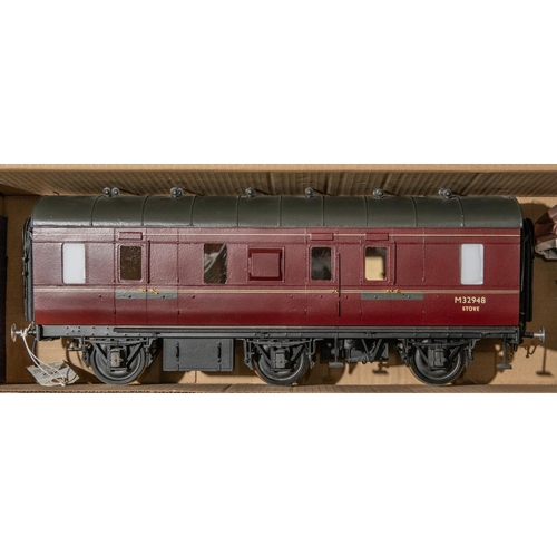 262 - A Gauge Three 2.5 inch gauge LMS 6-wheel Stove R Passenger Brake Van, M32948. Built from a kit by GR... 