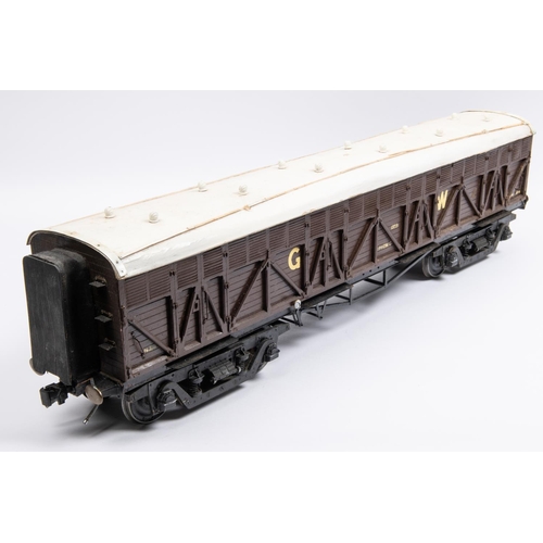 263 - A Gauge Three 2.5 inch gauge railway GWR bogie Siphon G van, 1359. Kit built van with a good level o... 