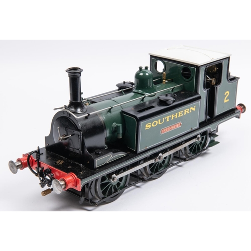 264 - A Gauge Three 2.5 inch gauge spirit fired, live steam Southern Class A1 0-6-0T locomotive, Freshwate... 