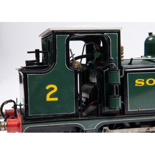 264 - A Gauge Three 2.5 inch gauge spirit fired, live steam Southern Class A1 0-6-0T locomotive, Freshwate... 