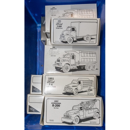 300 - 10 1st Gear 1/34 scale Trucks. 2x 1960 Model B-61 Mack Tractor & Trailer, Western Transport and H.F.... 