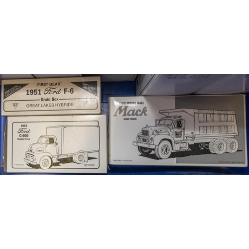 306 - 10 1st Gear 1/34 Scale Trucks. 2x 1960 Model B-61 Mack tractor & Trailer, Old Reading Beer and Howar... 