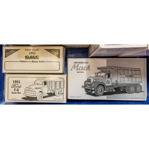 307 - 10 1st Gear 1/34 Scale Trucks. 2x 1960 Model B-61 Mack tractor & Trailer, Hostess Cupcakes and Armst... 