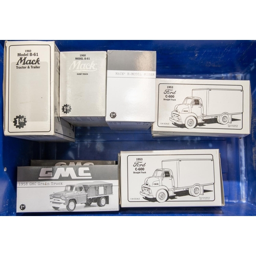 310 - 9x 1st Gear 1/34 Scale Trucks. Mack R-Model Mixer, Riverside. 1960 Model B-61 Mack Dump truck, Carr ... 