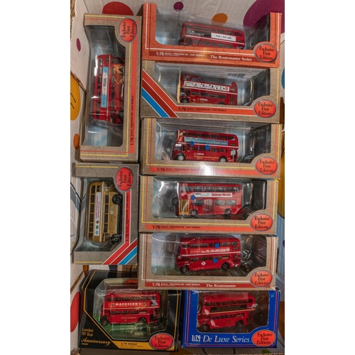 332 - 25 various Buses by EFE/OOC, Corgi and a Dinky Toys. EFE include 2x Routemaster's, a white metal cas... 