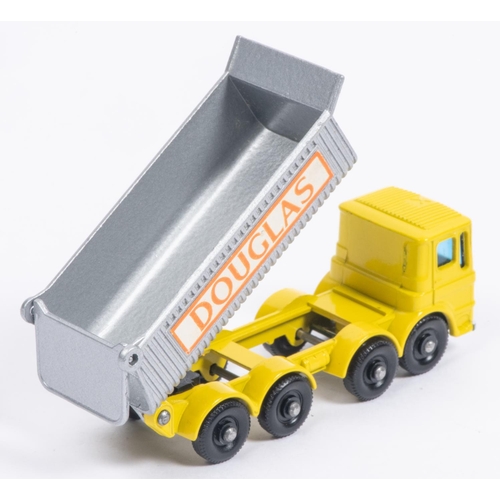 366 - Matchbox Series No.51. An AEC Mammoth Major 8 Wheel Tipper. With yellow cab and chassis with silver ... 