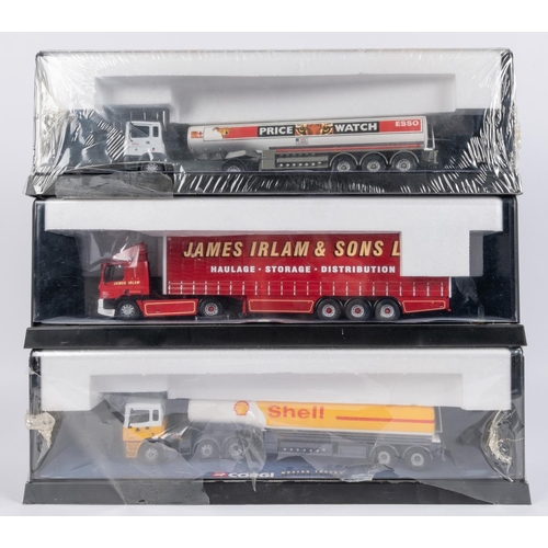 385 - 3 Corgi Modern Articulated Trucks. 2x ERF tankers, ESSO (75104) and SHELL, (75102). Plus a Leyland D... 