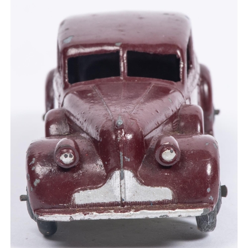 399 - A Dinky Toys 39d Buick Viceroy Saloon in maroon with early metallic laquered baseplate, smooth black... 