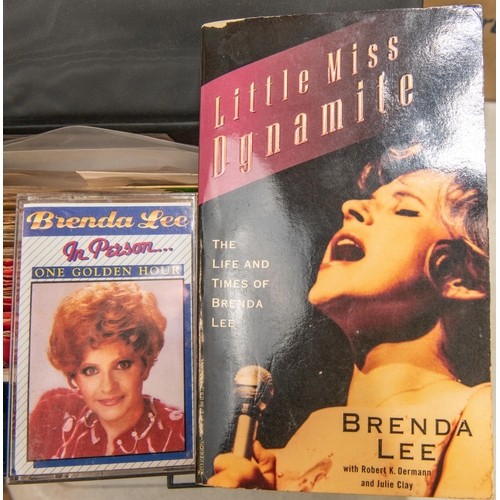 78 - A collection of Brenda Lee LPs, 45rpms, memorabilia, etc. Including; 2x signed photos of Brenda Lee,... 